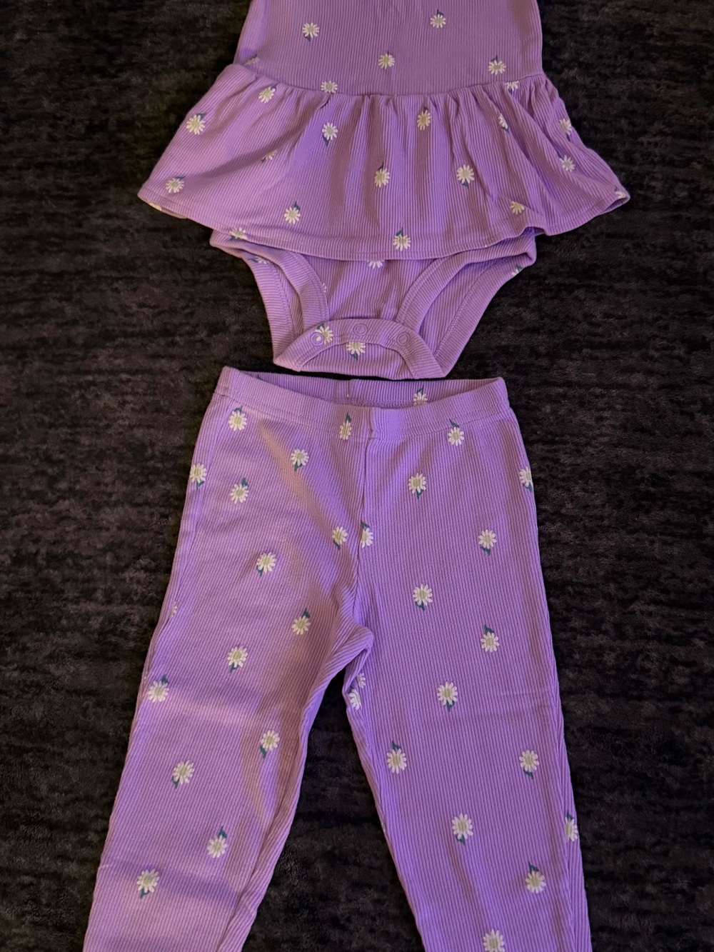 Girls' Purple Daisy Ribbed Floral Outfit